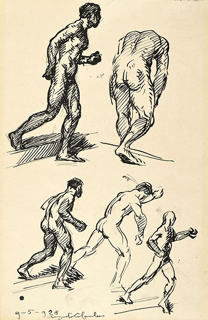 FIVE NUDE MALE FIGURES IN MOTION