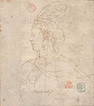  YOUNG BLACK WOMAN, WITH TURKISH HEADDRESS, IN PROFILE TO THE LEFT