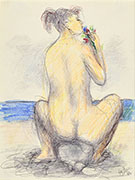 NAKED WOMAN SITTING ON THE BEACH