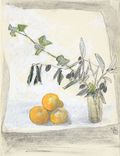 STILL LIFE WITH ORANGES, IVY AND OLIVE BRANCHES