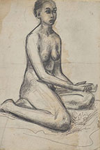 CROUCHING FEMALE NUDE, RIGHT PROFILE