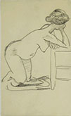 NUDE WOMAN KNEELING, ONE ELBOW ON A CHAIR