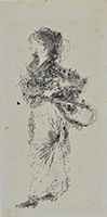 SKETCH OF A STANDING FEMALE FIGURE WITH A MANDOLIN