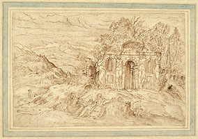 LANDSCAPE WITH RUINS OF A TEMPLE WITH CARYATIDS