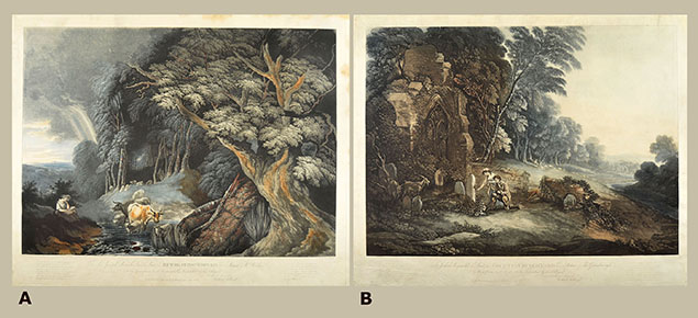 TWO ETCHINGS, AFTER WILLIAM HODGES AND THOMAS GAINSBOROUGH