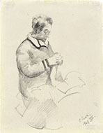A SEATED WOMAN SEWING