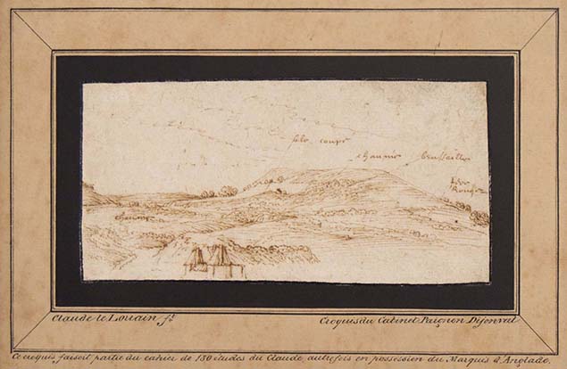 SKETCH OF A HILLY LANDSCAPE WITH NOTES