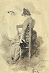 SKETCH OF A SEATED WOMAN, BACK VIEW