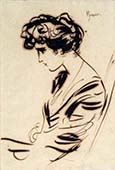 SKETCH OF A YOUNG WOMAN HALF LENGTH, PROFILE LEFT