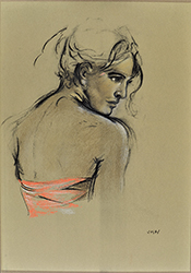 THREE-QUARTER BUST OF A YOUNG WOMAN FACING RIGHT
