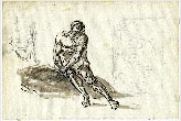 SKETCH OF A SEATED MAN AND SKETCH OF A PAINTING (recto); FIGURE STUDIES (verso)